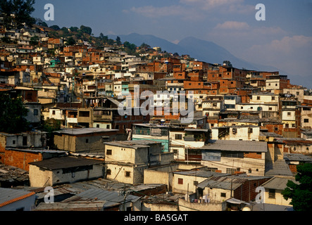 Baraccopoli, baraccopoli, costruito lungo la collina, barrio eucalipto, eucalipto barrio, città di Caracas, Caracas, Distretto Capitale, Venezuela, SUD AMERICA Foto Stock