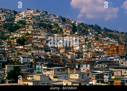 Baraccopoli, baraccopoli, costruito lungo la collina, barrio eucalipto, eucalipto barrio, città di Caracas, Caracas, Distretto Capitale, Venezuela, SUD AMERICA Foto Stock