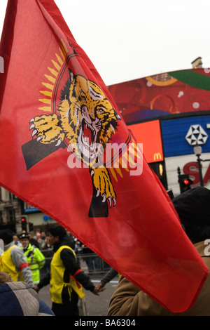 Tamil marzo attraverso le strade di Londra chiedendo la fine della guerra in Sri Lanka Foto Stock