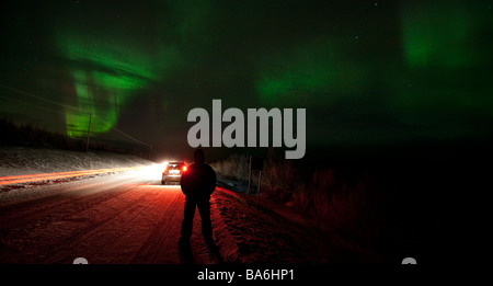 Aurora Boreale o luci del nord, Lapponia, Svezia Foto Stock