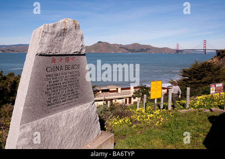 San Francisco, California. China Beach e il Golden Gate Bridge Foto Stock