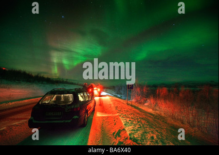 Aurora Boreale o luci del nord, Lapponia Svezia Foto Stock