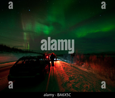 Aurora Boreale o luci del nord, Lapponia, Svezia Foto Stock