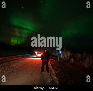 Aurora Boreale o luci del nord, Lapponia, Svezia Foto Stock