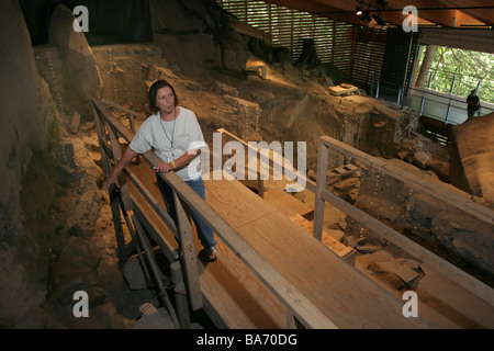 Meadowcroft Rock Shelter in Pennsylvania Foto Stock