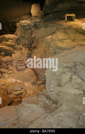 Meadowcroft Rock Shelter in Pennsylvania Foto Stock