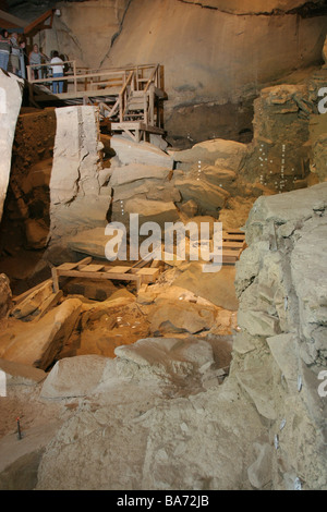 Meadowcroft Rock Shelter in Pennsylvania Foto Stock