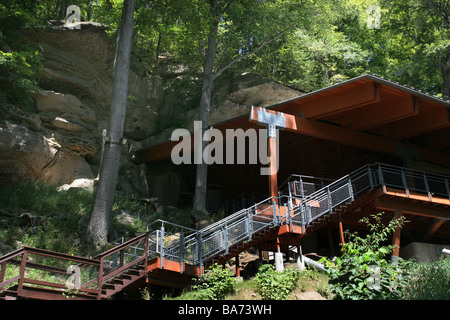 Meadowcroft Rock Shelter in Pennsylvania Foto Stock