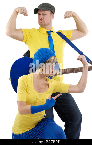 L uomo e la donna i muscoli di flessione Foto Stock