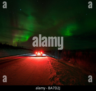 Aurora Boreale o luci del nord, Lapponia, Svezia Foto Stock