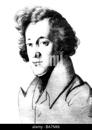 Mendelssohn Bartholdy, Felix 3.2.1809 - 4.11.1847, del compositore tedesco, disegno di Schmeller, artista del diritto d'autore non deve essere cancellata Foto Stock