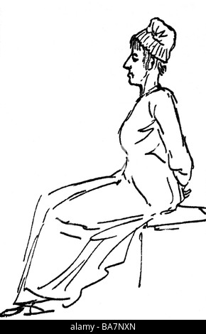 Maria Antonietta, 2.11.1755 - 16.10.1793, Regina consorte di Francia 10.5.1774 - 21.9.1792, sulla via dell'esecuzione, disegno a penna di Jaques Louis David, Foto Stock