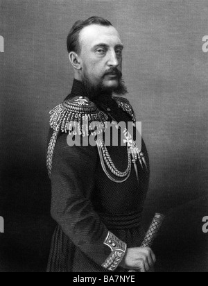 Nicholas Nikolaevich, 8.8.1831 - 25.4.1891, Granduca di Russia, generale russo, a mezza lunghezza e incisione su rame da George J. Stodart, seconda metà del XIX secolo, l'artista del diritto d'autore non deve essere cancellata Foto Stock