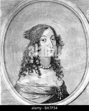 Christina, 17.12.1626 - 19.4.1689, Regina di Svezia 16.11.1632 - 6.6.1654, ritratto, incisione su rame, secolo XVII, , artista del diritto d'autore non deve essere cancellata Foto Stock