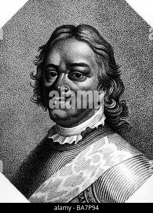 Pietro I Alexeyevich 'Grande', 9.6.1672 - 8.2.1725, l'imperatore di Russia 1682 - 1725, ritratto, incisione su rame di F. Rosmaesler, 1821, , artista del diritto d'autore non deve essere cancellata Foto Stock