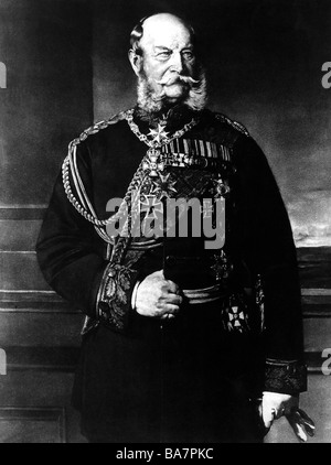 Wilhelm i, 22.3.1797 - 9.3.1888, imperatore tedesco, re di Prussia, di mezza lunghezza, di 77 anni, dopo la pittura di H. von Angeli, Foto Stock
