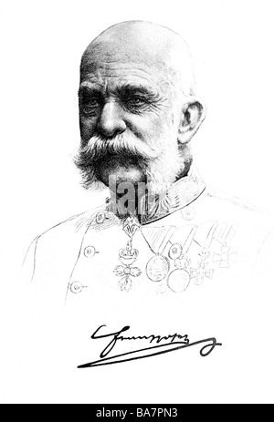 Franz Joseph i, 18.8.1830 - 21.11.1916, Imperatore d'Austria dal 1848, ritratto, incisione, 19th secolo, Francesco, , Foto Stock