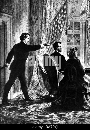 Lincoln, Abraham, 12.2.1809 - 15.4.1865, politico americano, 16th presidente degli Stati Uniti 1861 - 1865, il suo assassinio dall'attore John, Foto Stock