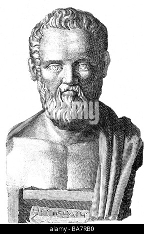 Isocrates, 436 - 338 AC, retorician greco, fondatore di una scuola per gli oratori ad Atene, ritratto, incisione del legno, 19th secolo, dopo il busto antico, Foto Stock