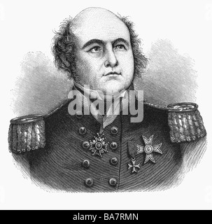 Franklin, Sir John, 16.4.1786 - 11.6.1847, ufficiale della Royal Navy britannica, esploratore artico, ritratto, incisione in legno, 1844, Foto Stock