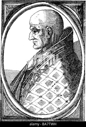 Sergius III, +14.4.911, papa dal 904, ritratto, vista laterale, incisione in legno, 19th secolo, dopo incisione dal 18th secolo, Foto Stock