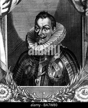 Filippo III, 14.4.1578 - 31.3.1621, Re di Spagna 14.4.1598 - 31.3.1621, ritratto, incisione su rame, secolo XVII, , artista del diritto d'autore non deve essere cancellata Foto Stock