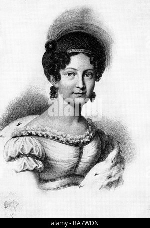 Therese Charlotte, 8.7.1792 - 26.10.1854, Regina Consorte di Baviera 13.10.1825 - 20.3.1848, ritratto, litografia, 19th secolo, , Foto Stock