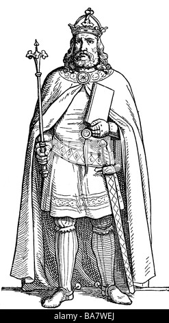 Carlo IV, 14.5.1316 - 19.11.1378, Sacro Romano imperatore 1355 - 1378, a lunghezza intera, disegno, 19th secolo, dopo la pittura, Foto Stock