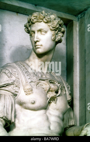 Medici, Giuliano di Piero de, 25.3.1453 - 26.4.1478, Sigore di Firenze, mezza lunghezza, statua di Michelangelo Buonarroti, altezza: 173cm, marmo, Foto Stock