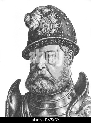 Joachim II Hector, 9.1.1505 - 3.1.1571, Elettore di Brandeburgo 1535 - 1571, ritratto, incisione, 19th secolo, Foto Stock