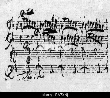 Vivaldi, Antonio, 4.3.1678 - 28.7.1741, compositore italiano, autografo, foglio di musica, Foto Stock