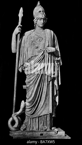 Athena, Pallas Athena, dea greca della guerra, figlia di Zeus, intera lunghezza, scultura in marmo, Museo del Vaticano, Roma, Foto Stock