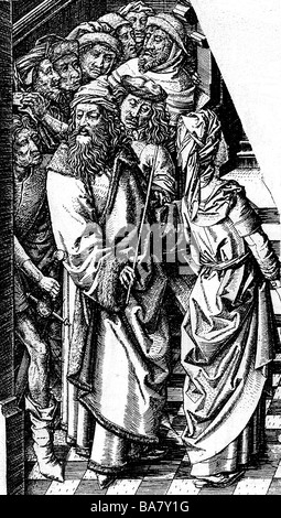 Salomone, re d'Israele, circa 971 - 931 a.C., scena, dall'incisione "il Giudizio di Salomone", particolare, Foto Stock