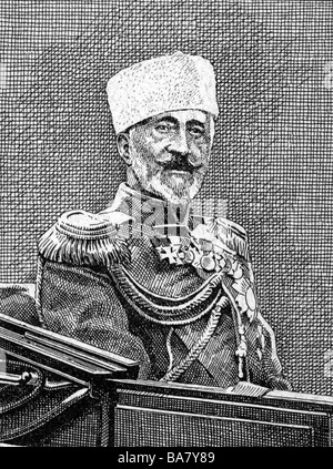 Nicholas Nikolaevich, 18.11.1856 - 5.1.1929, Granduca di Russia, Comandante supremo Degli Eserciti russi Agosto 1914 - mai 1914, metà lunghezza, disegno da G. Paulin, 1914, Foto Stock