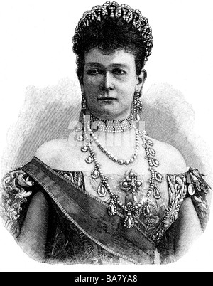 Maria Pavlovna, 14.5.1854 - 6.9.1920, Grande duchessa di Russia, moglie del Gran Principe Vladimir Aleksandrovich, ritratto, incisione in legno, fine 19th secolo, Foto Stock