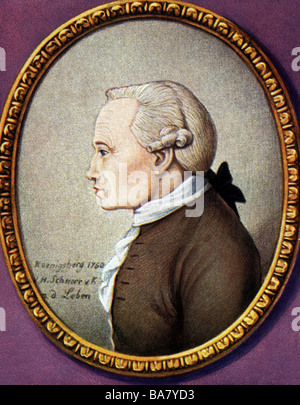 Kant, Immanuel, 22.4.1724 - 12.2.1804, filosofo tedesco, ritratto, dopo disegno di Hans Schnorr von Carolsfeld (1764 - 1871), Koenigsberg, 1760, Foto Stock