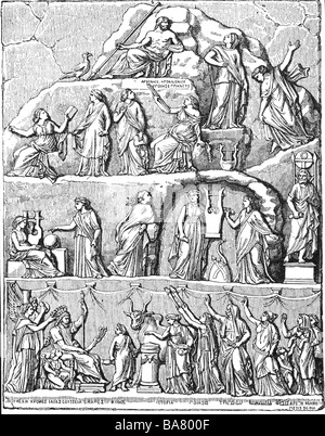 Omero, circa 800 a.C., autore/scrittore greco (poeta) e storico, 'L'Adorato di Omero', incisione in legno, 19th secolo, dopo rilievo di Archelaos da Priene, Foto Stock