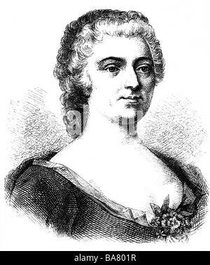 Gottsched, Luise Adelgunde Victorie, 11.4.1713 - 26.6.1762, autore/scrittore tedesco, ritratto, incisione in legno Adolf Neumann (1825 - 1884), , Foto Stock