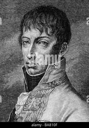 Carlo, 5.9.1771 - 30.4.1847, Arciduca d'Austria, generale austriaco, ritratto, incisione in legno, 19th secolo, Foto Stock