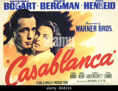 CASABLANCA Poster per 1942 Warner film con Humphrey Bogart e Ingrid Bergman Foto Stock