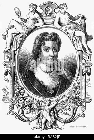 Maintenon, Francoise d' Augigne, Marquise de, 27.11.1635 - 15.4.1719, signora della corte francese, ritratto, incisione in legno, 19th secolo, , Foto Stock