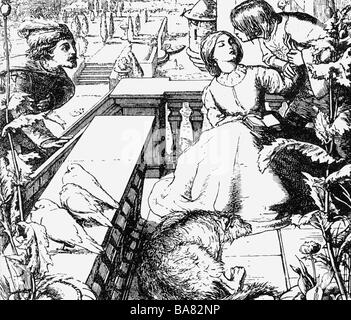 Tennyson, Alfred, 1st Baron, 6.8. 1809 - 6.10.1892, autore/scrittore britannico, poema, 'il giorno-sogno', scena, illustrazione di John Everett Millais, incisione in legno, 19th secolo, , Foto Stock