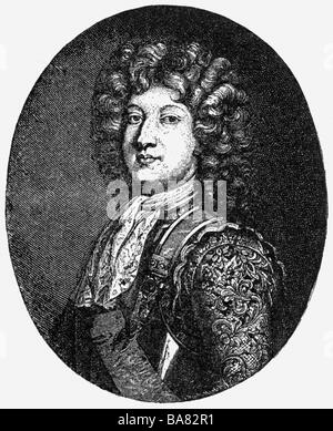 Louis, Dauphin de Viennois, 6.8.1682 - 8.2.1712, duca di Borgogna, erede del trono francese 14.4.1711 - 8.2.1712, ritratto, incisione su rame, 1711, , artista del diritto d'autore non deve essere cancellata Foto Stock