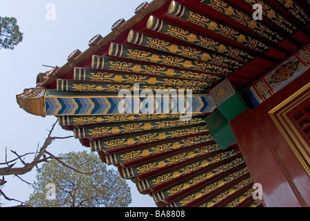 La fine del tetto di una torre nel parco della città di forbiden bejing Foto Stock