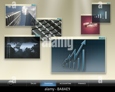 Business relativi illustrazione di un computer funzionante environnement Foto Stock