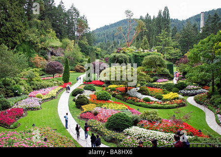 Incredibile display floreali ai Giardini Butchart Foto Stock