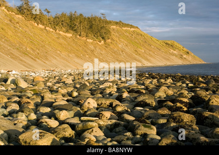 Spiaggia rocciosa - Fort Ebey del Parco Statale di Whidbey Island, Washington Foto Stock