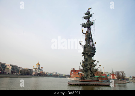 Pietro il Grande monumento sul fiume Moskva, Mosca, Russia. Foto Stock