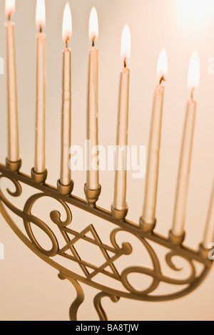 Close up di vacanza menorah Foto Stock