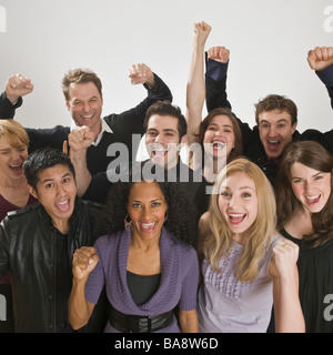 Gruppo di amici tifo Foto Stock